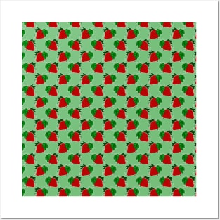 Red and Green Strawberry Pattern Posters and Art